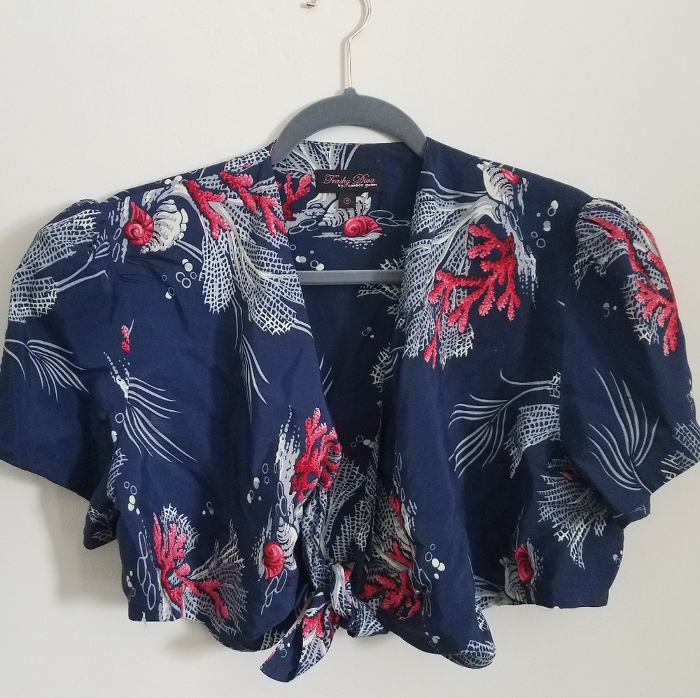 Trashy Diva Carole tie top in deep sea coral